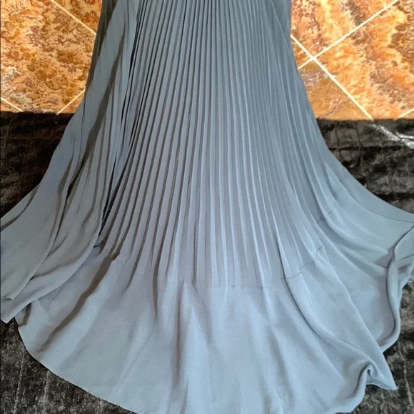 Club Monaco Navy Romantic Pleated Flounce Ruffle Sleeves Midi Dress Size 6 - Picture 11 of 16